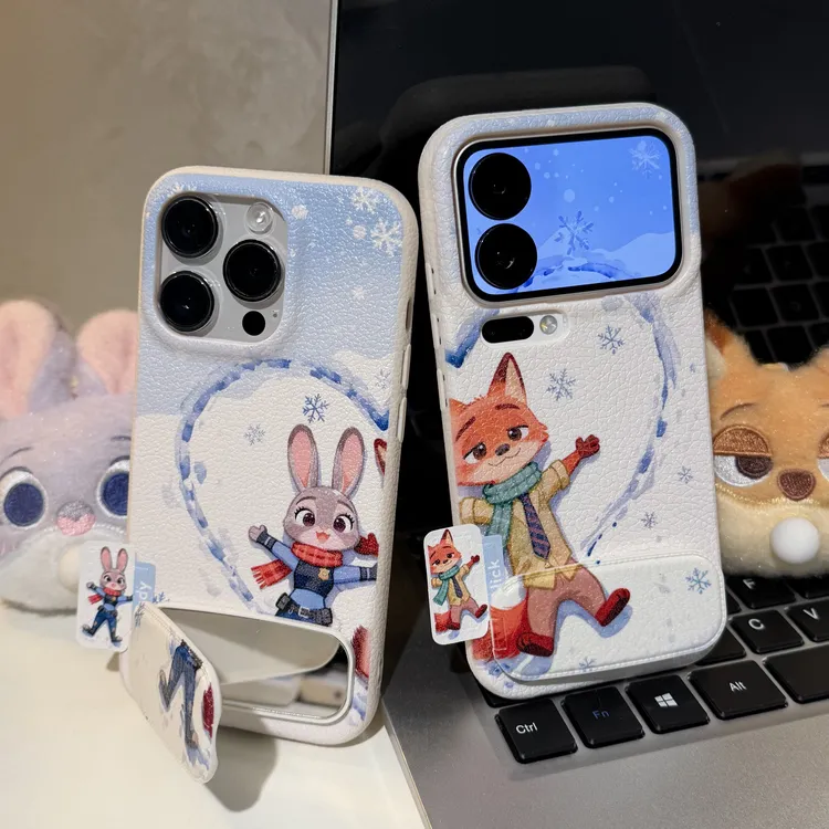 奥菲顿雪地朱迪尼克支架适用苹果16皮纹手机壳小米17vivo华为oppo