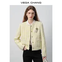 VEGA CHANG小香风外套女2025新款秋季粗花呢肌理感温柔气质上衣