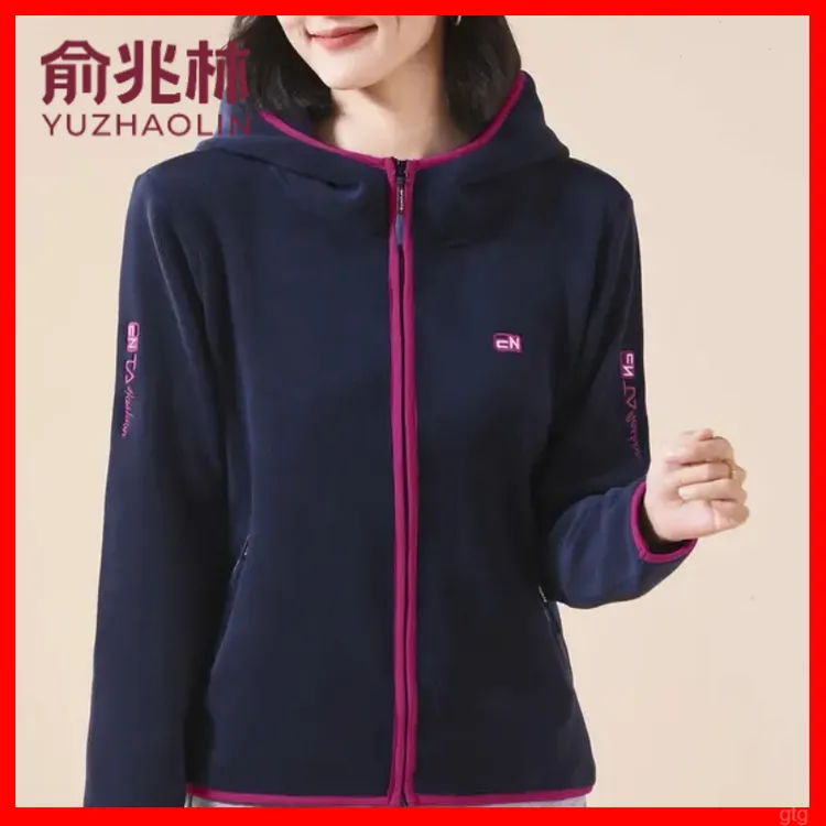 气质新款运动俞兆林休闲奥绒连帽冬季外套女款上衣外套保暖秋冬粒