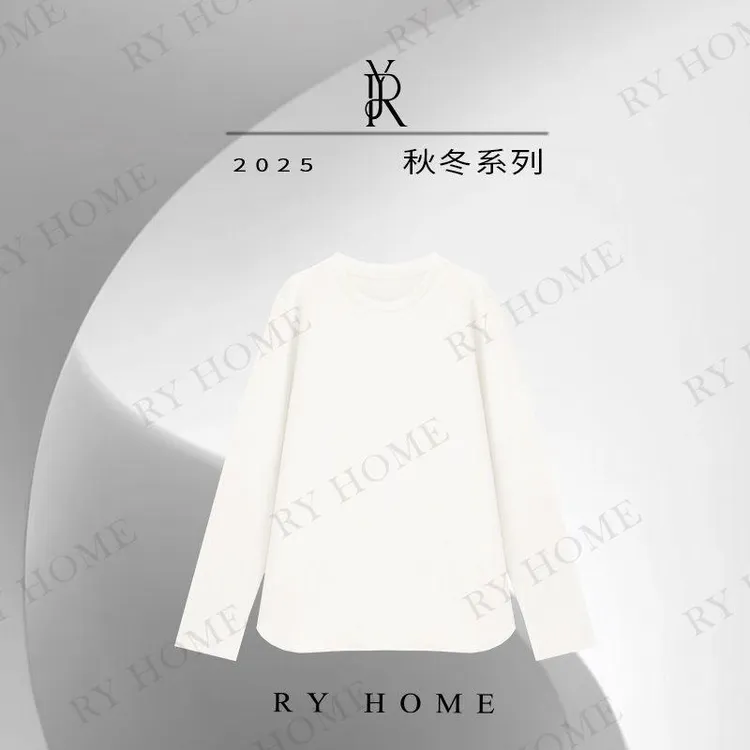 【容雨RYHOME】天丝混纺简约休闲圆领修身长袖T恤253T2229