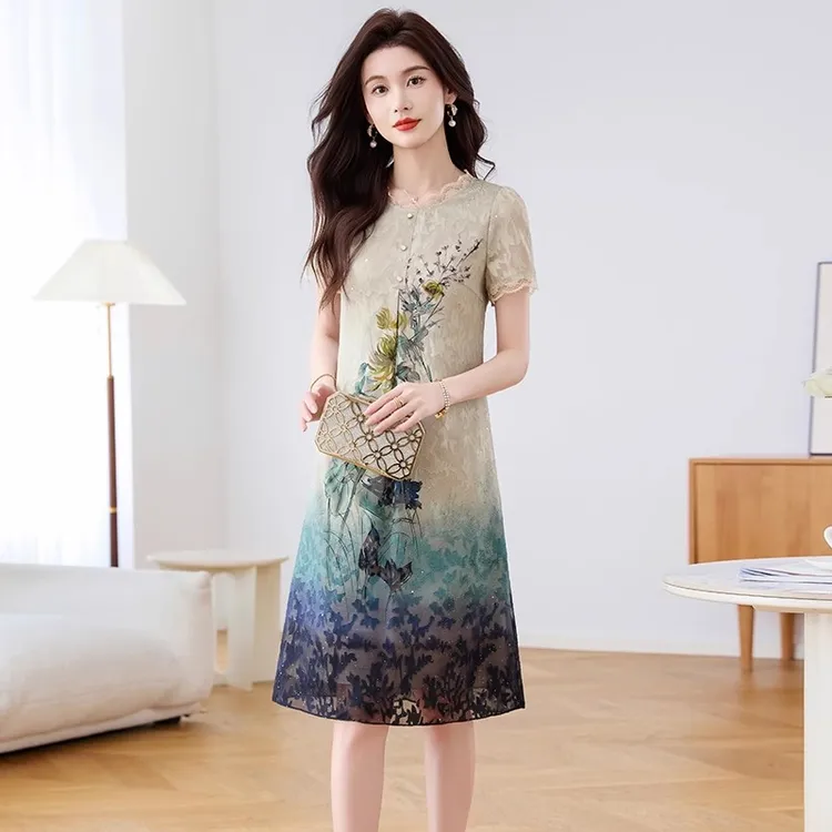 新中式改良旗袍2025新款连衣裙今年流行爆款高端气质妈妈雪纺夏裙
