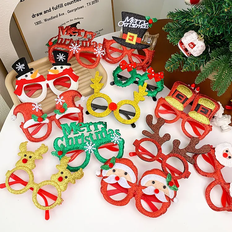 圣诞节眼镜小礼物礼品圣诞儿童成人装饰拍照道具眼镜框可爱卡通