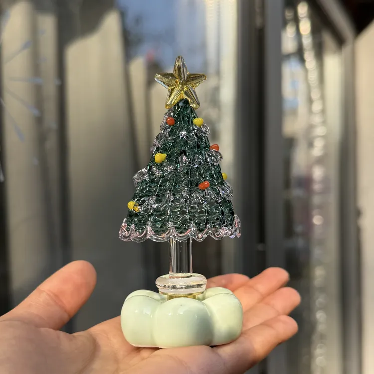 中号琉璃圣诞树转转创意桌面摆件