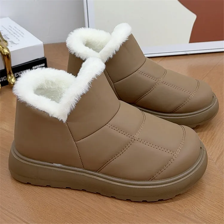 雪地靴女冬季加绒保暖防水防寒女棉靴一脚蹬加厚软底老北京女棉鞋