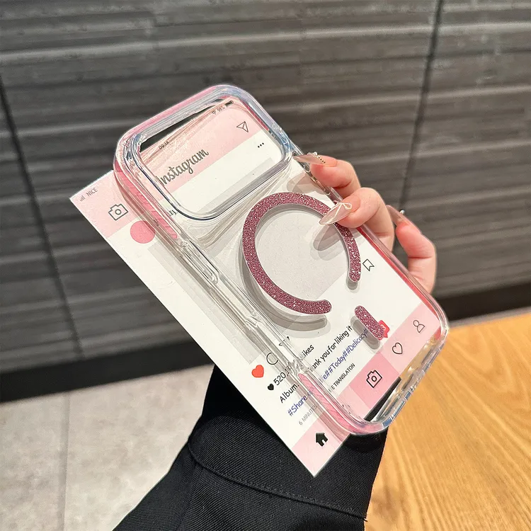 闪粉磁吸适用苹果17promax手机壳iphone16pro新款男女透明15轻奢