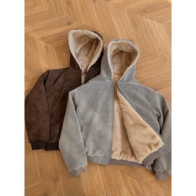 美式荔枝纹pu皮连帽座山雕外套棉服秋男冬季加绒加厚短款棉衣夹克