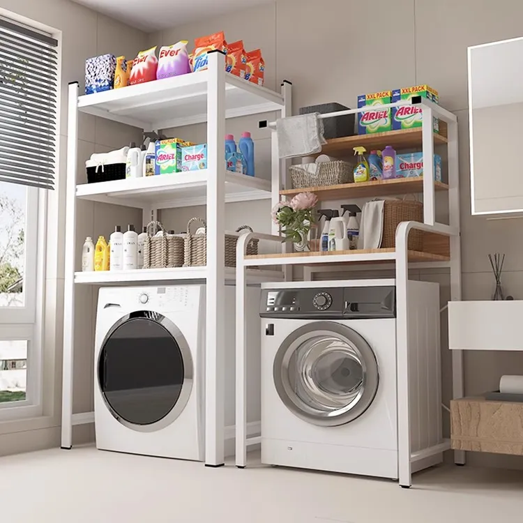 家用洗衣机上方置物架阳台落地储物柜卫生间滚筒下空式收纳整理架