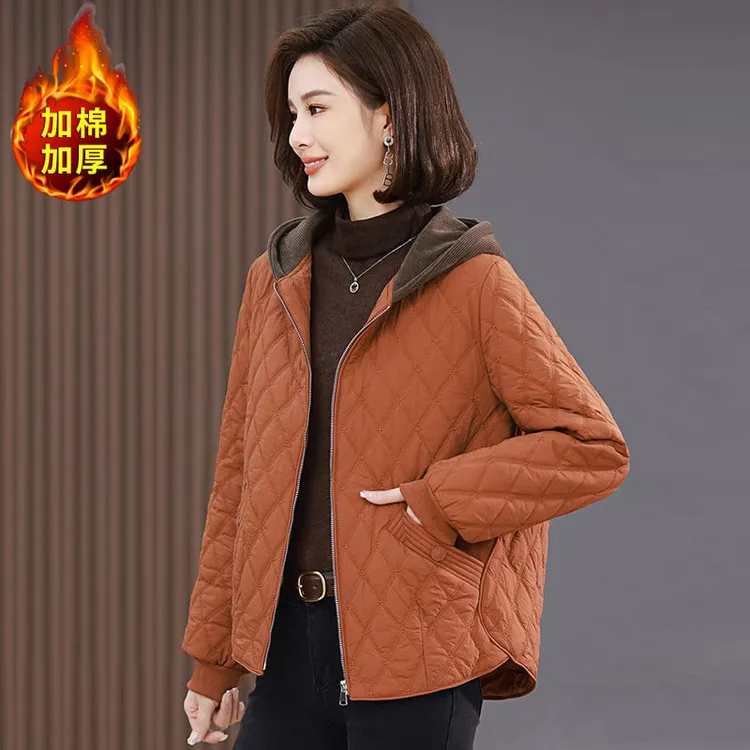 轻薄棉衣外套女2024秋冬新款时尚休闲短款棉服中年妈妈夹克女上衣