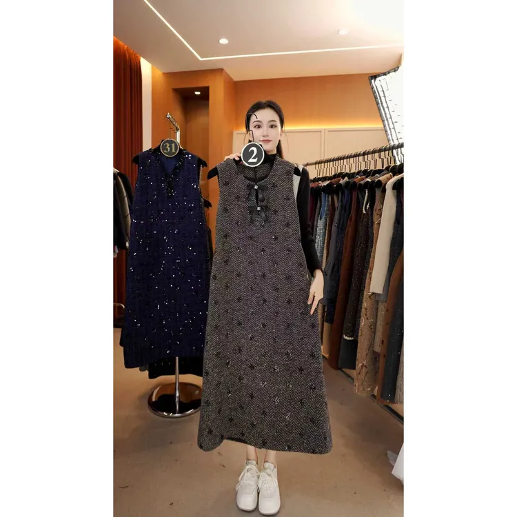 【宠粉价】秋款高定轻奢时尚气质无袖设计连衣裙NH-WX023