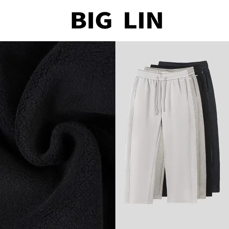 BIG林 冬季加绒针织休闲裤男时尚加绒休闲潮流百搭情侣卫裤18-182