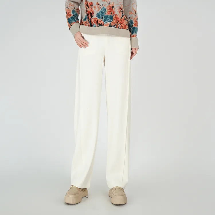 中国风秋季新款黑色显瘦高腰休闲舒适直筒女士长裤子7823