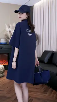 夏季时尚简约宽松舒适休闲凉感优雅显瘦通勤polo连衣裙Z252061