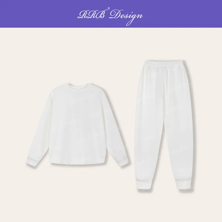RRB Design「轻松穿」 新疆棉宽松圆领长袖卫衣+松紧腰束脚裤两件