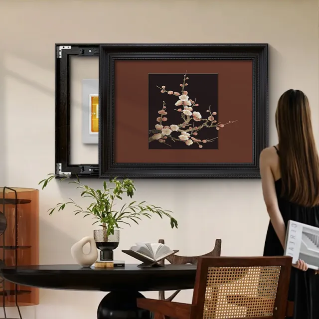 中古风电表箱装饰画2025新款免打孔复古遮挡配电箱电源盒挂画餐厅
