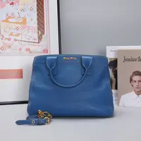 95新 MIU MIU/缪缪 宝石蓝 牛皮 手提斜挎包【静文】BGB200560103