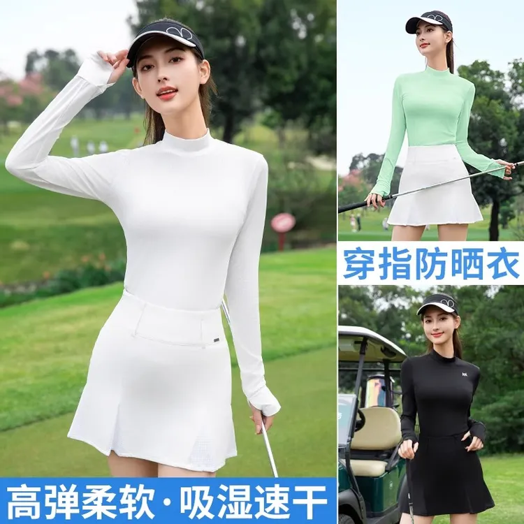 2025新款 高尔夫服装女款防晒打底衫秋冬防晒长袖高领T恤