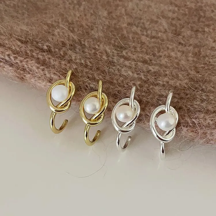 铜合金锆石耳饰 设计感打结缠绕金属耳钉女小众高级复古温柔气质