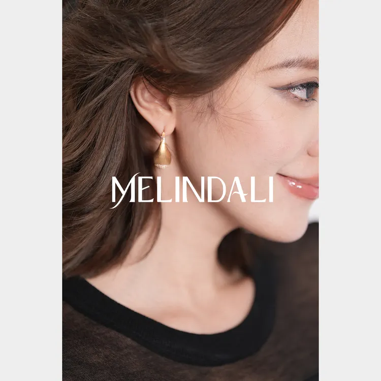 Melinda Li 铜合金耳饰 【闪闪金豆】轻奢镶锆石水滴型925银针耳环