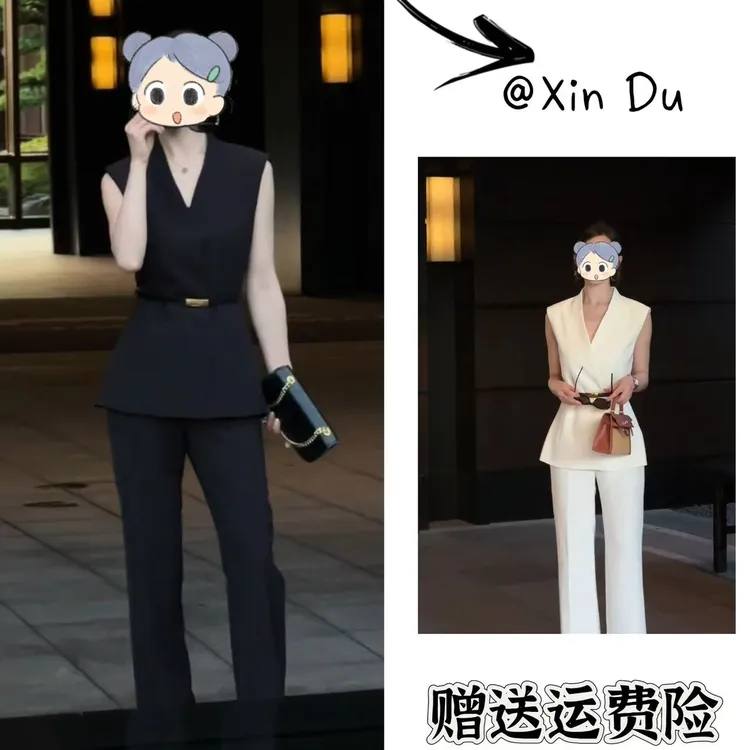 2025夏季新款时尚显瘦气质女士网红洋气两件套百搭款D21905