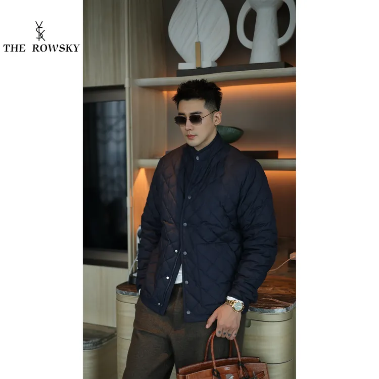 杨圣坤2025冬季新品男士绗缝立领菱格三防鹅绒服外套SK2511121