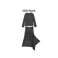 HDD- "自我时刻" 棉 秋季简约T恤上衣+设计半身裙套装 Y8850 