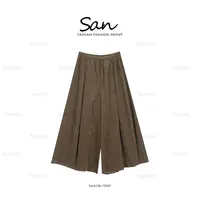 【SANSAN】高腰直筒松紧百搭休闲复古休闲长裤DY-20190