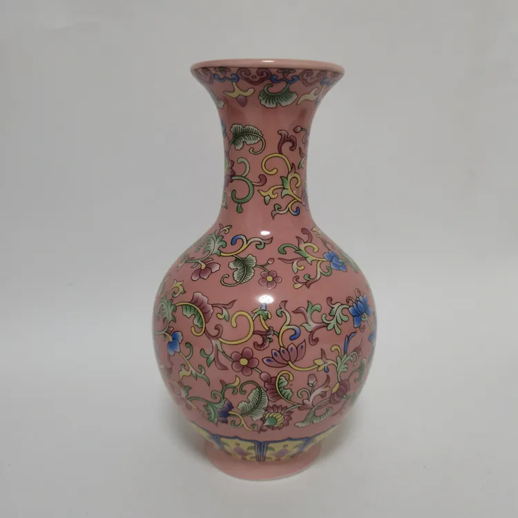 上古瓷器•珐琅彩瓷器 贴花花器可水培插花装饰办公室客厅家居摆件