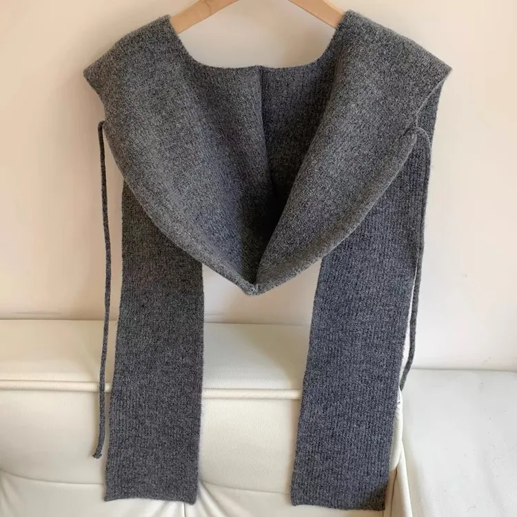 【芜阅】韩版帽子围巾一体保暖显脸小针织护颈围脖披肩W939