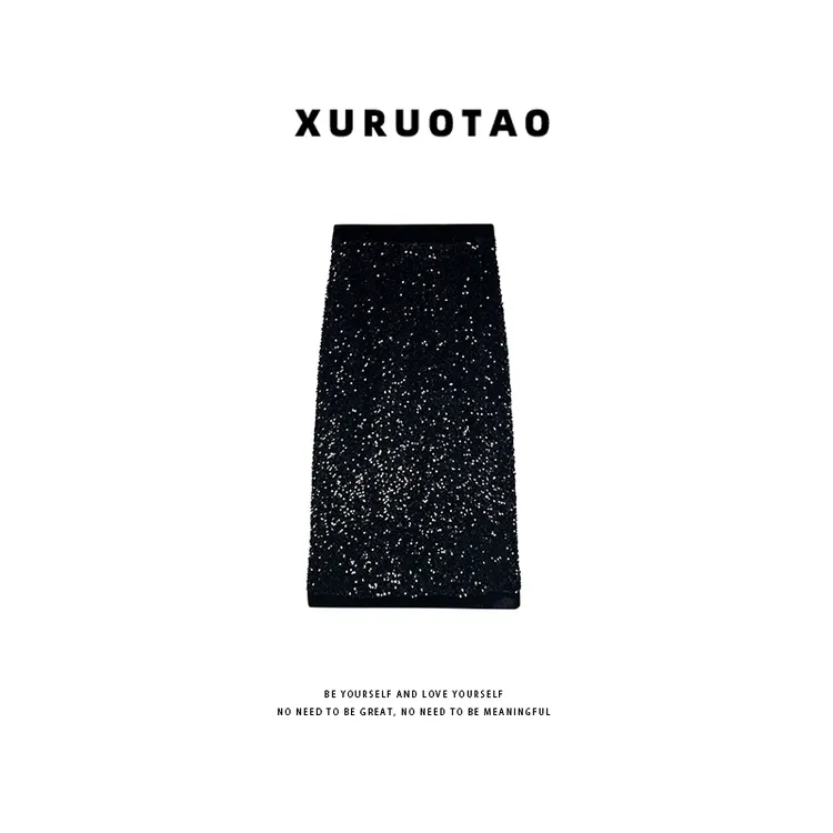 XURUOTAO【亮片裙】秋冬季时髦百搭显瘦黑色半身裙 T6343