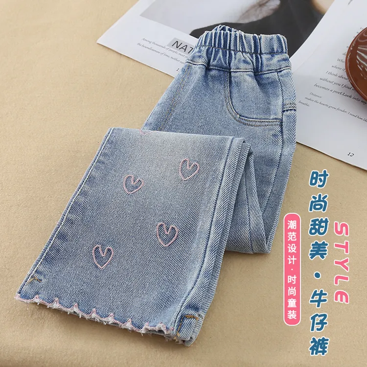 女童牛仔裤春秋款2025新款儿童喇叭裤宝宝春装弹力长裤子洋气时髦