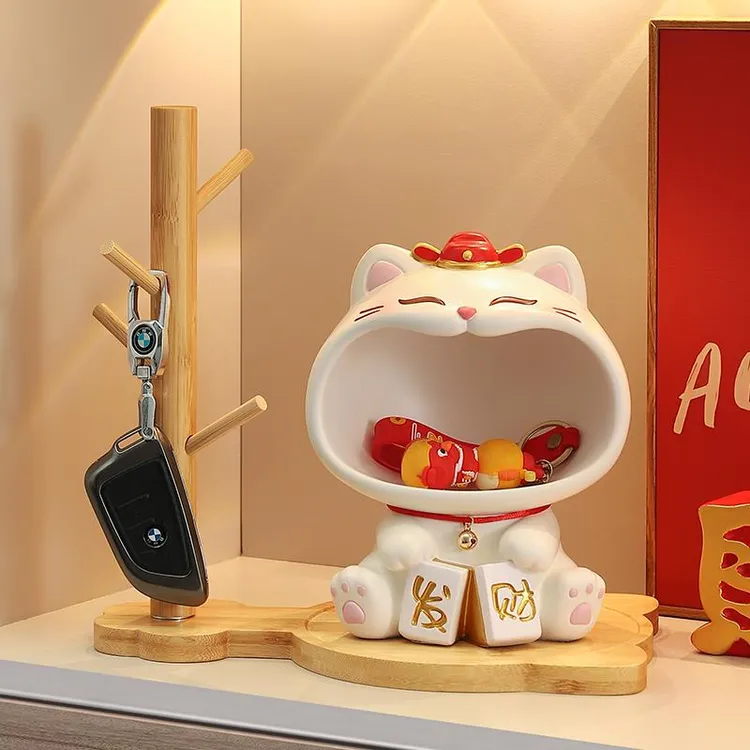 入户门口钥匙收纳玄关摆件招财猫2024新款家居装饰品搬家新居礼物