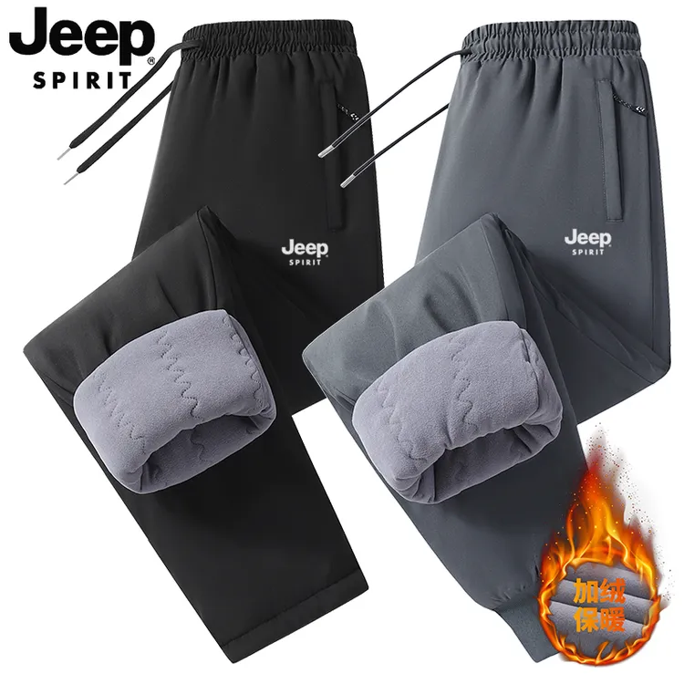JEEP SPIRIT吉普冬季大码男女保暖卫裤防寒加绒加厚护膝休闲长裤