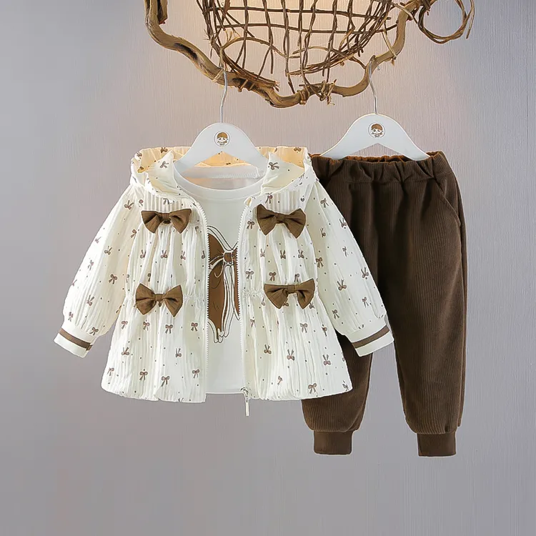 女童春装套装新款洋气儿童春秋休闲外套时尚三件套时髦外出服衣服