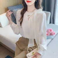 法式长袖雪纺衬衫女春装2025春季新款高级感百搭女士衬衣显瘦小衫