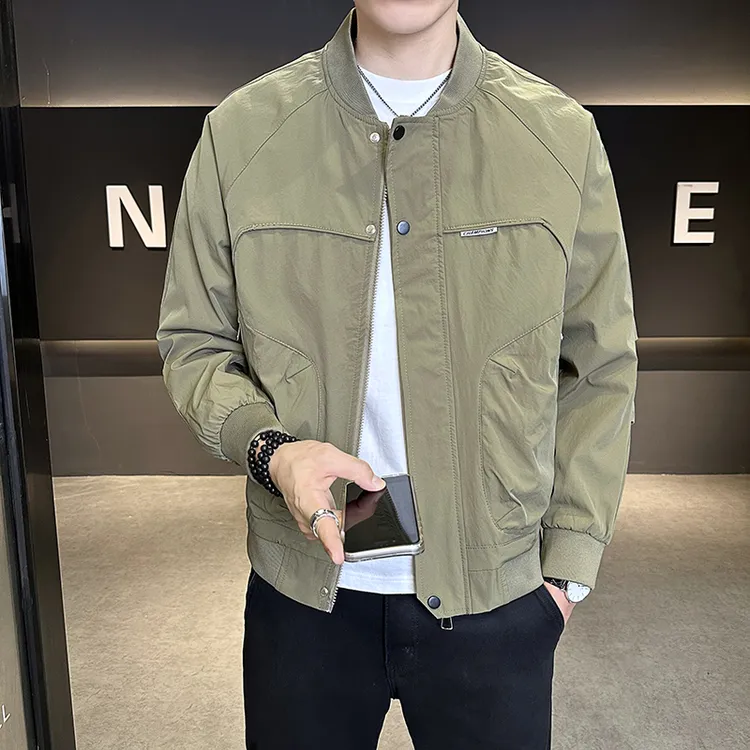 男士短款时尚百搭棒球领夹克潮流简约男款外套
