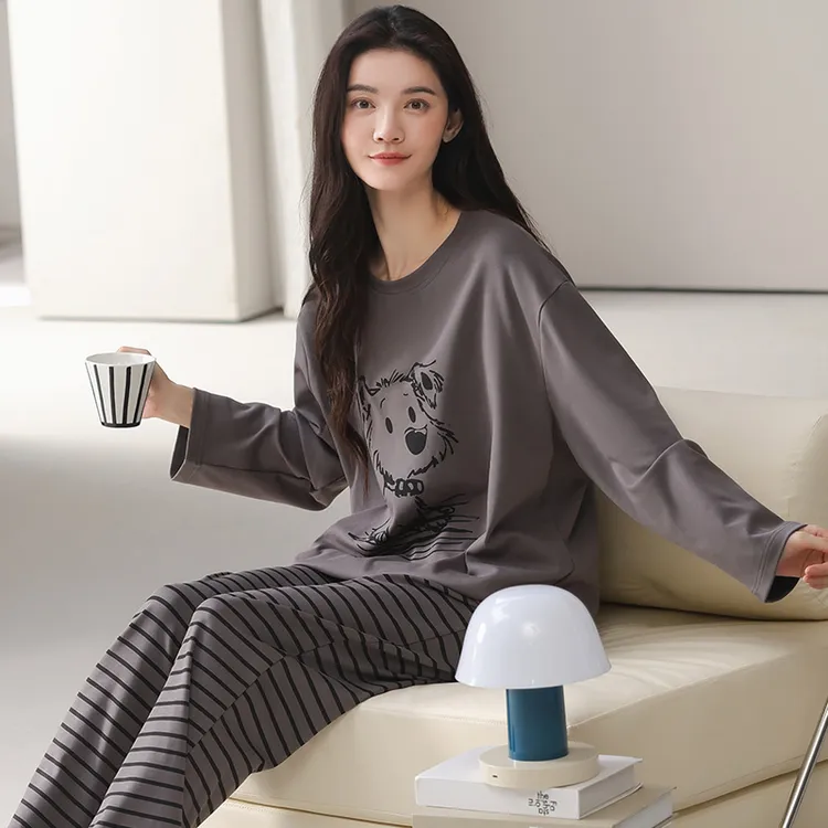 纯棉睡衣女款爆款2025新款春秋季长袖长裤可爱100%全棉家居服套装