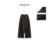 CatalpaLew「诗茶」墟生美学经典老技艺精裁压褶阔腿裤#C53308