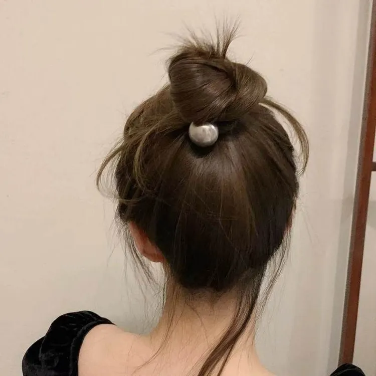 低韩系复古金球ins皮筋女扎头发绳丸子头发饰拉丝发饰头绳后脑勺
