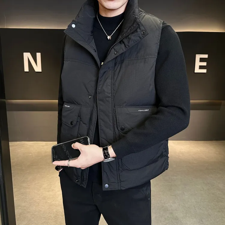 羽绒马甲男士连帽秋冬季2025年新款保暖坎肩外穿轻薄潮流男装背心