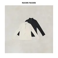 NiannNiann 高级女装简约修身显瘦半拉链立领羊毛上衣14540