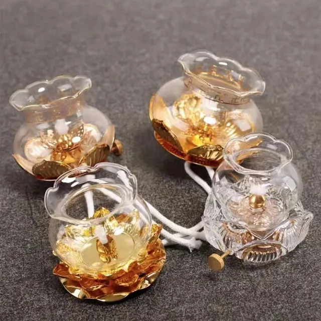 油灯灯罩酥油灯灯座供佛灯耐热透明防风罩玻璃灯罩佛具用品油灯罩