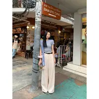 70不是七十【松弛满分】春季梭织细斜纹低腰A摆阔腿长裤