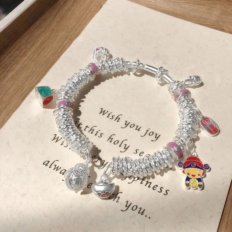 足银手镯 足银999.9【小财神盘缠】厚壁中空足银手镯