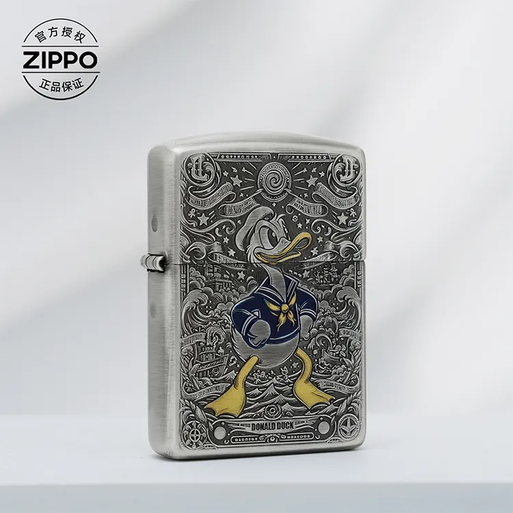 ZIPPO/之宝打火机盔甲熏银唐老鸭个性经典防风送男生-162