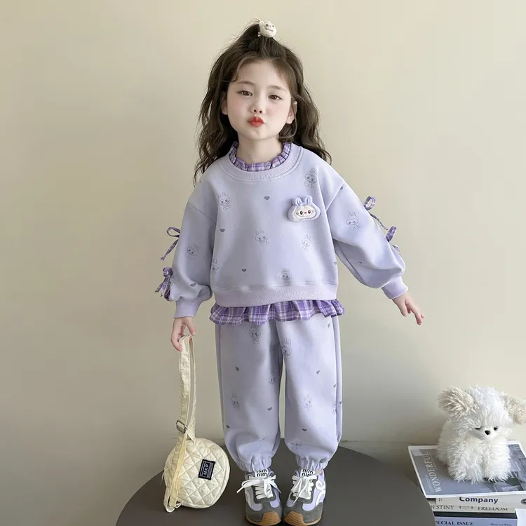 女童拉布布套装洋气儿童时髦卫衣卫裤两件套小女孩宝宝秋装2025新