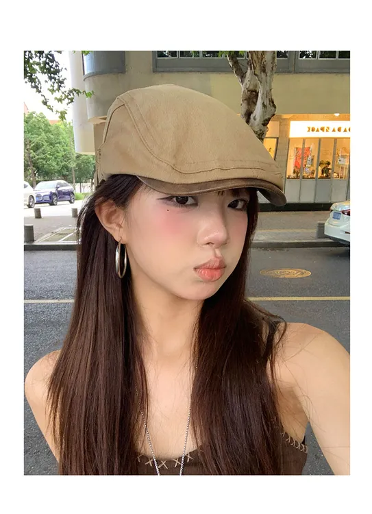韩版日系报童帽帽子鸭舌帽女夏季简约百搭画家帽休闲