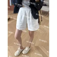 【浮浮款，只出不进】高腰松紧腰宽松简约百搭纯色短裤 G7976