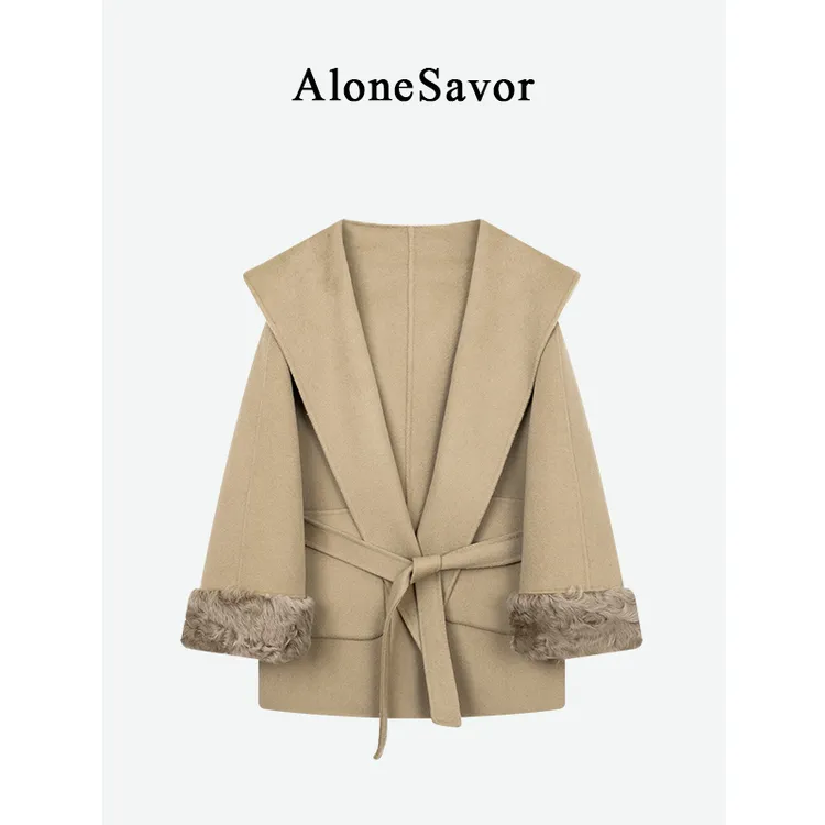 【ALONE SAVOR】龍喜儿静奢战袍 高级感山羊绒外套大翻领Q724