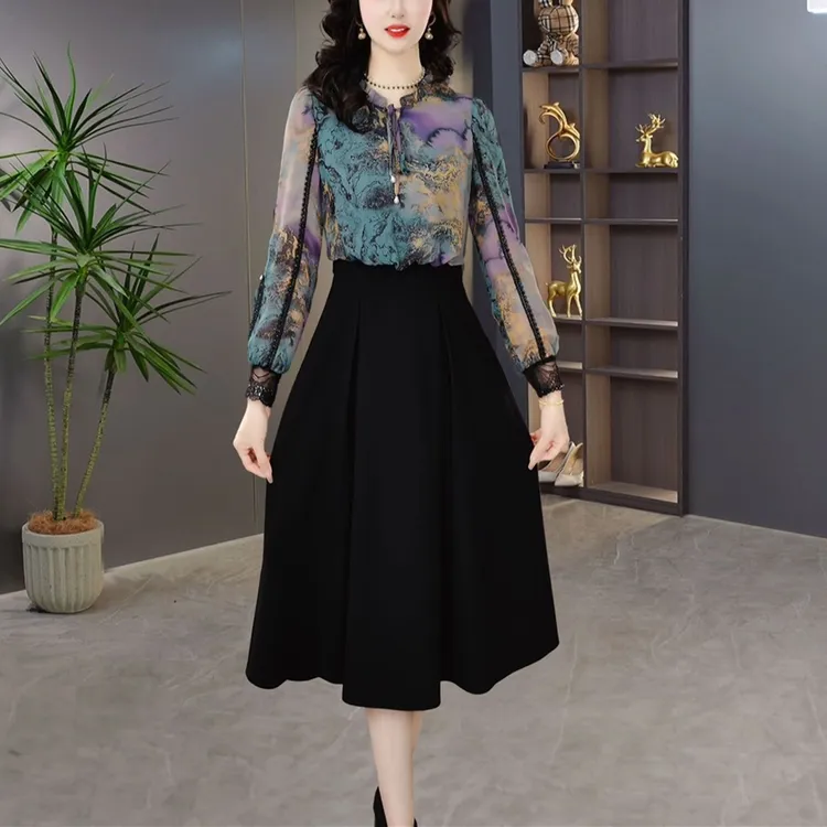 2025春季时尚气质女人收腰显瘦长袖连衣裙