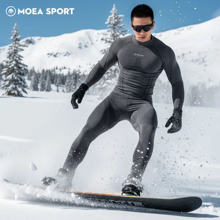 墨立方运动套装含羊毛保暖内衣男排汗透气运动速干打底压缩衣